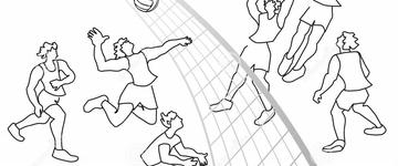 Highlight volleyball players team match outline illustration action character set 114068863